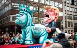 German Carneval Float: Trump and Lady Liberty