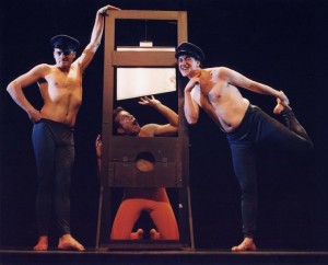 Guillotine scene from the show 666